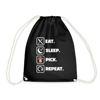 Manger Dormir Choisir Répéter Cueillette de champignons Cueilleurs de champignons - Sac de sport léger - noir - Devant