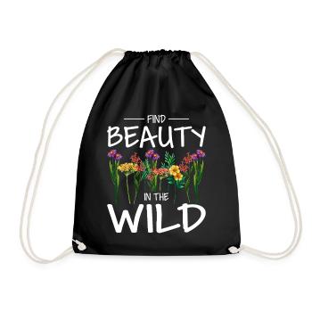 Find Beauty in the Wild Flowers - Drawstring Bag - black - Front