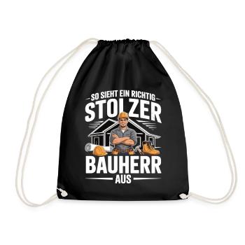 Proud Builder – House Building Gift for Men - Drawstring Bag - black - Front