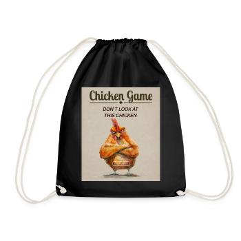 Funny Chicken Game – Don't Look at This Chicken - Drawstring Bag - black - Front
