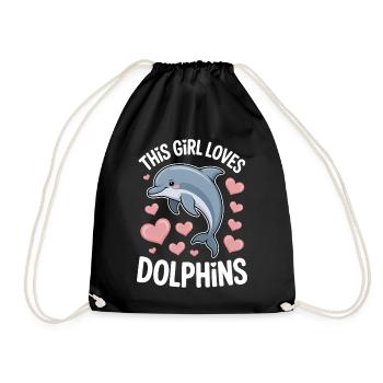 Dolphin Saying Girl Funny Dolphin Gift - Drawstring Bag - black - Front