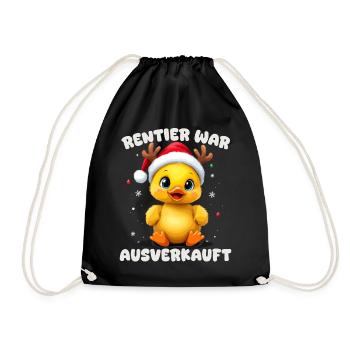 Rentier War Ausverkauft Weihnachtsente Mit Geweih - Turnbeutel - Schwarz - Vorne
