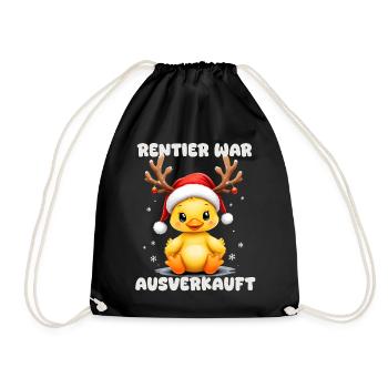 Reindeer was sold out Funny Christmas Duck - Drawstring Bag - black - Front