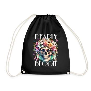 Flowers Skull Beauty Bloom - Drawstring Bag - black - Front