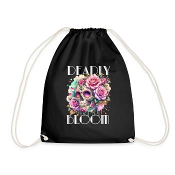 Flowers Skull Beauty Bloom - Drawstring Bag - black - Front