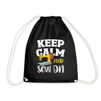 Keep Calm and Sew On - Drawstring Bag - black - Front