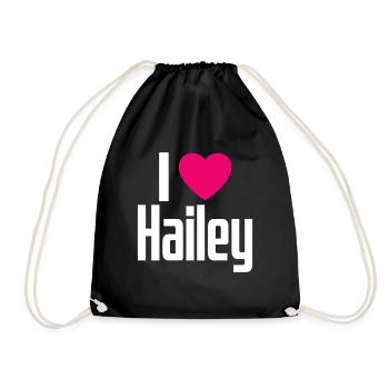 I Love Hailey Pink Heart I Love Hailey - Drawstring Bag - black - Front