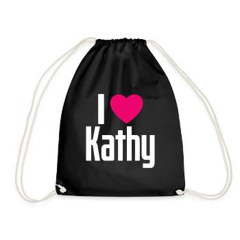 I Love Kathy Pink Heart I Love Kathy - Drawstring Bag - black - Front