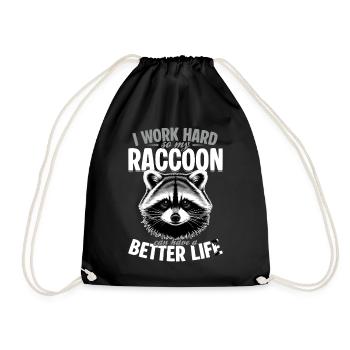 Funny Raccoon - Turnbeutel - Schwarz - Vorne