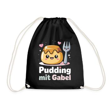 Pudding with fork - Drawstring Bag - black - Front