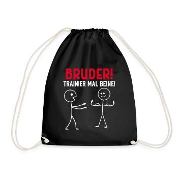 Stick Figure BROTHER TRAIN LEGS Funny - Drawstring Bag - black - Front