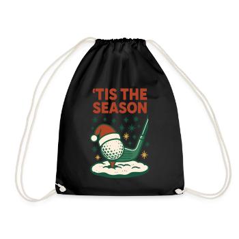 Tis The Season Funny Golf Holiday Vibes - Drawstring Bag - black - Front