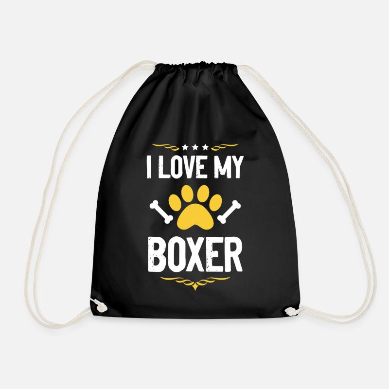Ich liebe meinen Boxer – Pfote & Knochen - Turnbeutel - Schwarz