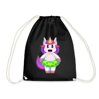 Unicorn Swimming Swim Ring Summer - Drawstring Bag - black - Front