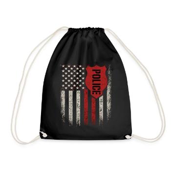 Drapeau de la police américaine insigne look vintage - Sac de sport léger - noir - Devant