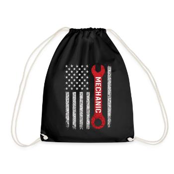 US Flag Mechanic Key Vintage Look - Drawstring Bag - black - Front