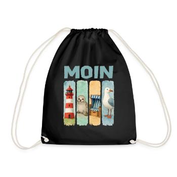 Phare de Moin, chaise de plage avec phoques, côte des mouettes - Sac de sport léger - noir - Devant