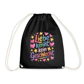 Liebe kennt kein Geschlecht Regenbogen LGBTQ Pride - Turnbeutel - Schwarz - Vorne
