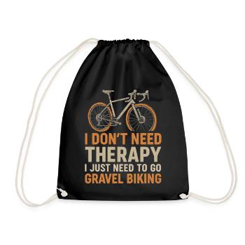 Gravel Bike Shirt – Keine Therapie, nur Radfahren - Turnbeutel - Schwarz - Vorne