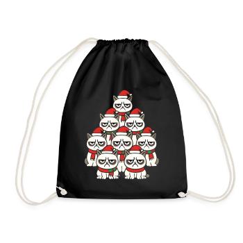 Chats de Noël grincheux – Lustiges Katzen - Sac de sport léger - noir - Devant