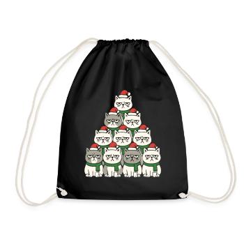 Chats de Noël grincheux – Lustiges Katzen - Sac de sport léger - noir - Devant