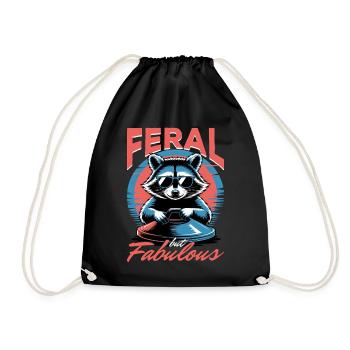 Funny Raccoon - Turnbeutel - Schwarz - Vorne