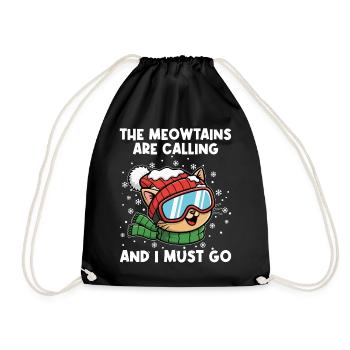 Apres Ski Meowtains Are Calling And I Must Go - Drawstring Bag - black - Front