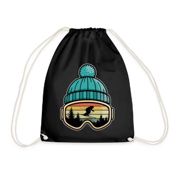 Apres Ski Party Crew Snow Skiing Ski - Drawstring Bag - black - Front