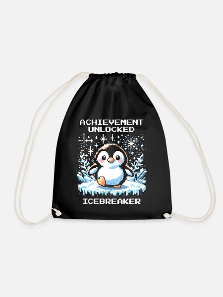 Icebreaker Erfolg | Pinguin Gamer Humor - Turnbeutel - Schwarz