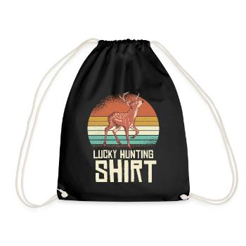 Hirsch Retro Sonnenuntergang Shirt - Turnbeutel - Schwarz - Vorne