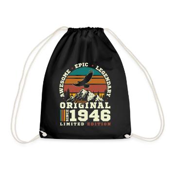 80 Jahre 1946 Vintage Retro Geburtstagsgeschenk - Turnbeutel - Schwarz - Vorne