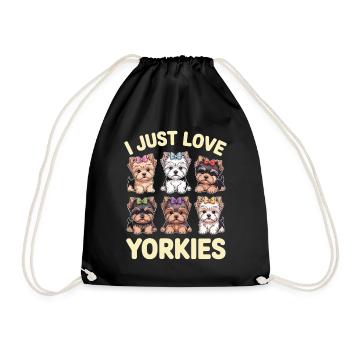 I Just Love Dogs Cute Dog Illustration - Drawstring Bag - black - Front