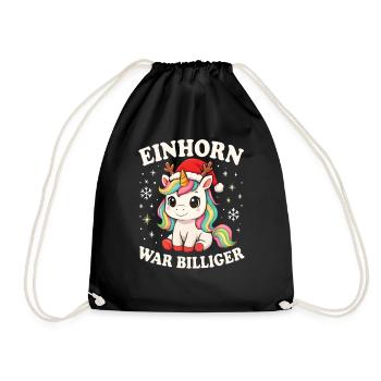 Weihnachten Spruch Humor Einhorn Lustig Rentier - Turnbeutel - Schwarz - Vorne