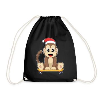 Affe Weihnachten Skateboard - Turnbeutel - Schwarz - Vorne