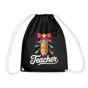 Geschenkidee für Lehrer zur Weihnachten - Turnbeutel - Schwarz - Vorne