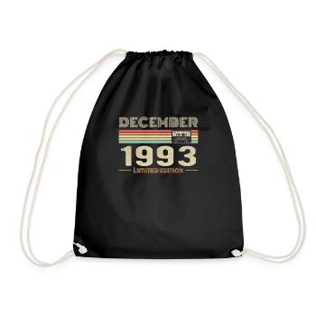 December 1993 Birthday December 1993 December - Drawstring Bag - black - Front