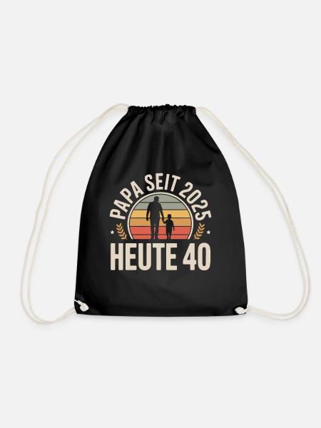 Papa Seit 2025 Heute 40 Vintage - Turnbeutel - Schwarz