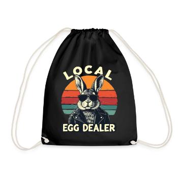 Local Egg Dealer Bunny Retro - Drawstring Bag - black - Front