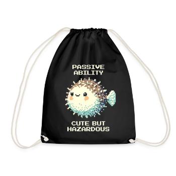 Passiv: süß, doch gefährlich | Kugelfisch - Drawstring Bag - black - Front