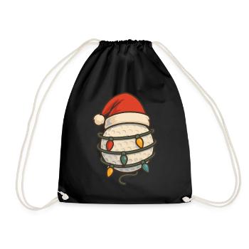 Christmas Golf Ball Santa Hat Lights Fun - Drawstring Bag - black - Front