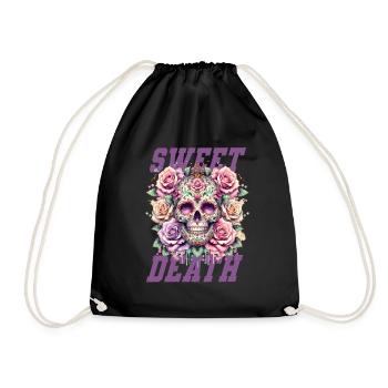 Flowers Skull Beauty Bloom - Drawstring Bag - black - Front