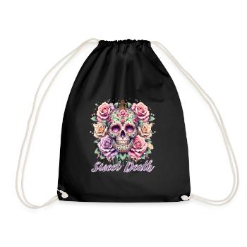 Flowers Skull Beauty Bloom - Drawstring Bag - black - Front