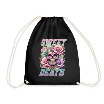 Flowers Skull Beauty Bloom - Drawstring Bag - black - Front