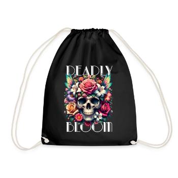 Flowers Skull Beauty Bloom - Drawstring Bag - black - Front