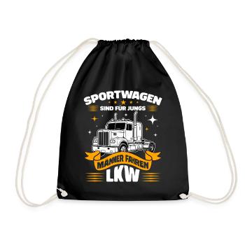 Sportwagen sind für Jungs - Männer fahren LKW - Turnbeutel - Schwarz - Vorne