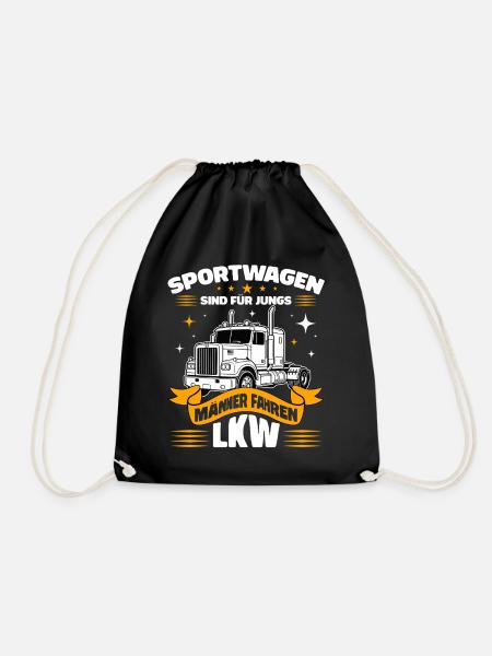 Sportwagen sind für Jungs - Männer fahren LKW - Turnbeutel - Schwarz
