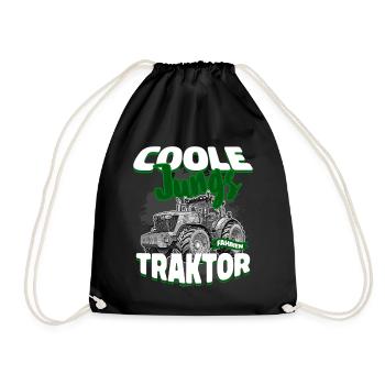 Cool Guys Driving Tractor Farmer Village Kid Tractor - Drawstring Bag - black - Front