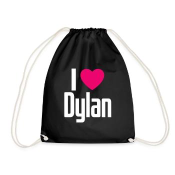 I Love Dylan Pinkes Herz Ich liebe Dylan - Turnbeutel - Schwarz - Vorne