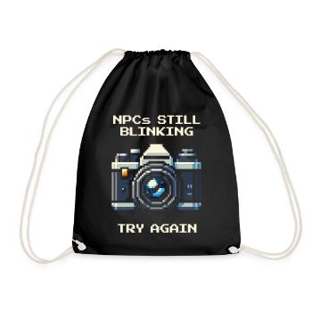 NPC is still blinking | Try again, portrait - Drawstring Bag - black - Front