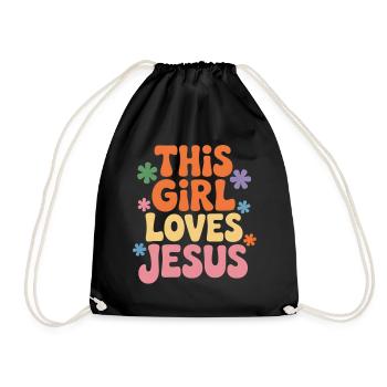 Cette fille aime Jésus – Rétro coloré - Sac de sport léger - noir - Devant